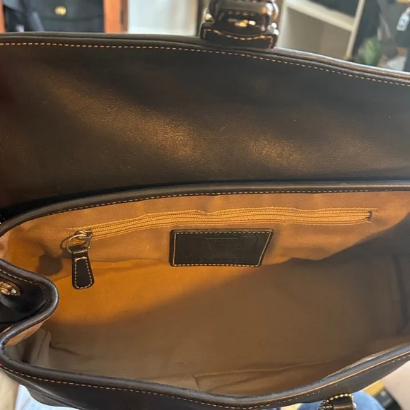 Vintage Coach Hamptons Black Leather Flap Satchel | 9267 | Hangtag | LIKE-NEW - Picture 8 of 13